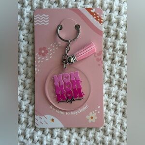 Pink ‘Mom Life’ Keychain with Tassel - Homemade